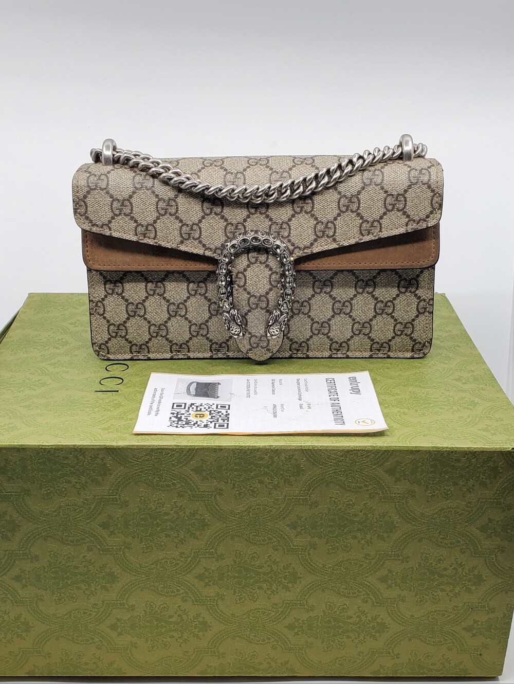 Gucci GG Supreme Small Crystal Shoulder Bag - Picture 1 of 16